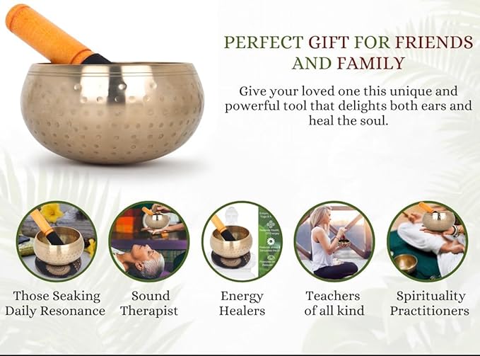 Tibetan Singing Bowl Set for Meditation & Sound Healing – Handmade Himalayan Bowl with Cushion & Mallet – Mindfulness, Yoga, Chakra Healing (4 Inch) Zap+Impex