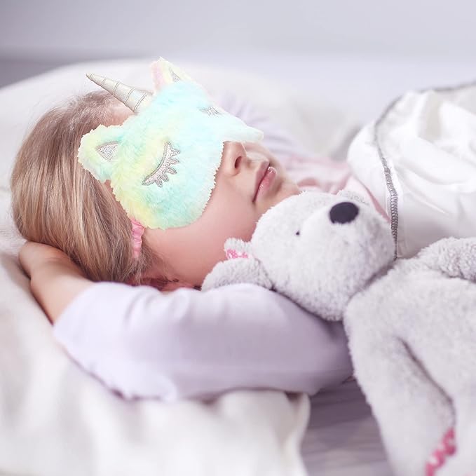 3 Pieces Sleep Mask for Kids, Girls Plush Sleeping Eye Cover Soft Eye Blindfold Cover Animal Shade for Kids(Mixed Colors, Pink, White,Cute Style) - Bloomnest