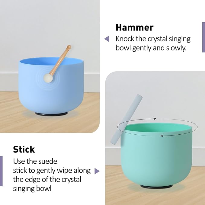 432 Hz Macaron Artist Pastel Collections 6-12 Inch Crystal Singing Bowl Set With Carrier Bag For Chakra Healing Meditation - Bloomnest