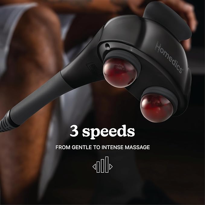 Homedics Handheld Back Massager, Dual Heated Nodes, Neck, and Body Percussion Massager with Interchangeable Nodes to Release Back, Neck, Shoulder Leg and Foot Tension - Bloomnest