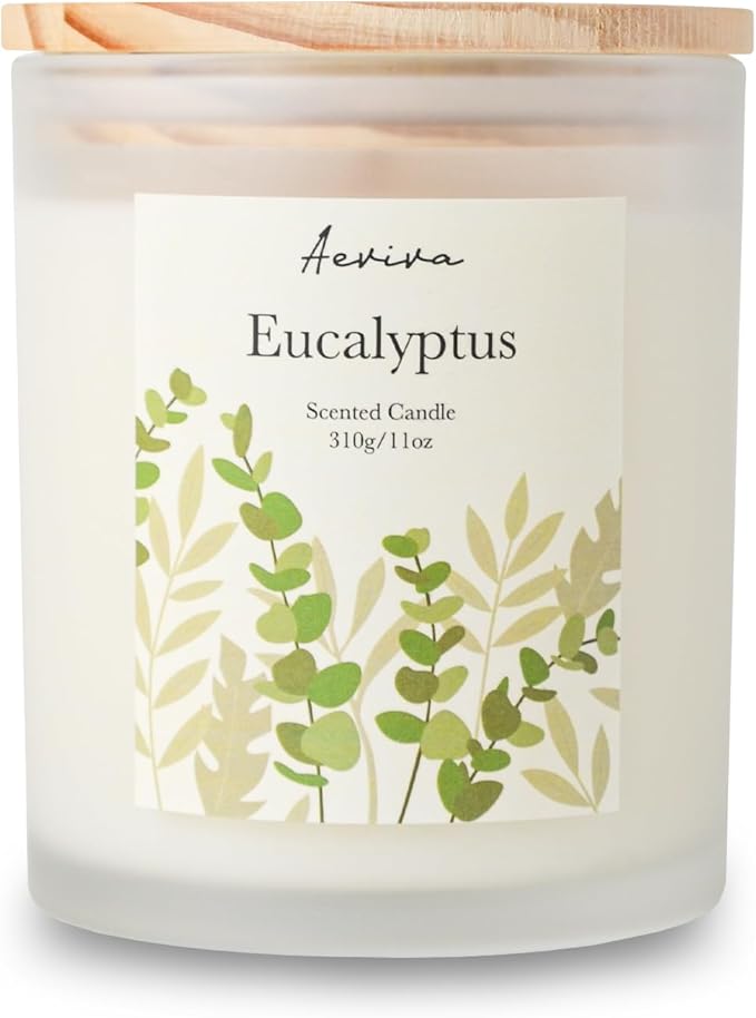 Eucalyptus Scented Candle, 11oz 60 Hour Burn, Natural Soy Wax with Thick Cotton Wick, Highly Scented Aromatherapy Candle for Stress Relief & Meditation, Gifts for Women & Men - Bloomnest