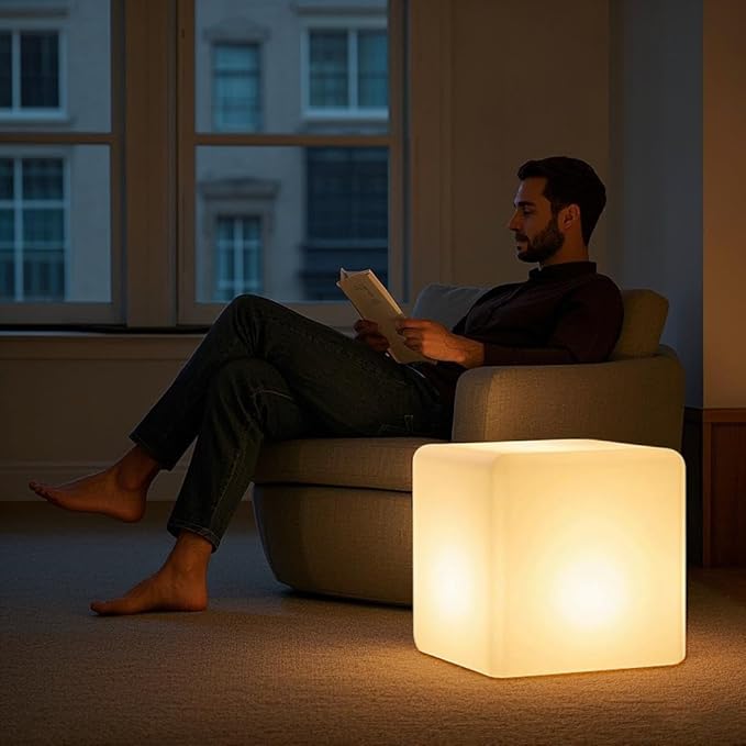 Mr.Go 20-inch LED Lighted Cube Table, Large LED Cube Chair Light, 16 RGB Colors Glowing Cube Seat w/Remote - Rechargeable - Waterproof - Home Outdoor Patio Pool Bar Stage Party Lighting Decoration - Bloomnest