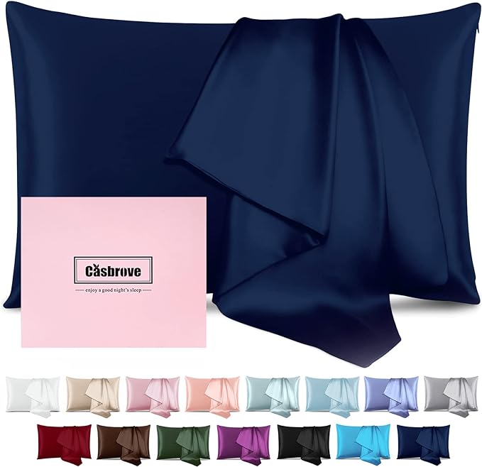 Silk Pillowcase for Hair and Skin Mulberry Silk Pillowcase Soft Breathable Smooth Both Sided Natural Silk Pillowcase with Zipper Beauty Sleep Silk Pillow Case 1 Pack for Gift(Standard,Teal Blue) - Bloomnest