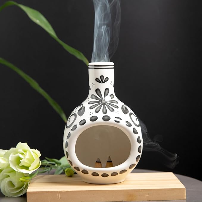 Handcrafted Palo Santo Holder Ceramic Incense Burner - Compact Size for Meditation Space - Burn Palo Santo Sticks and Cones Safely - Sage Aromatherapy Decor - Bloomnest
