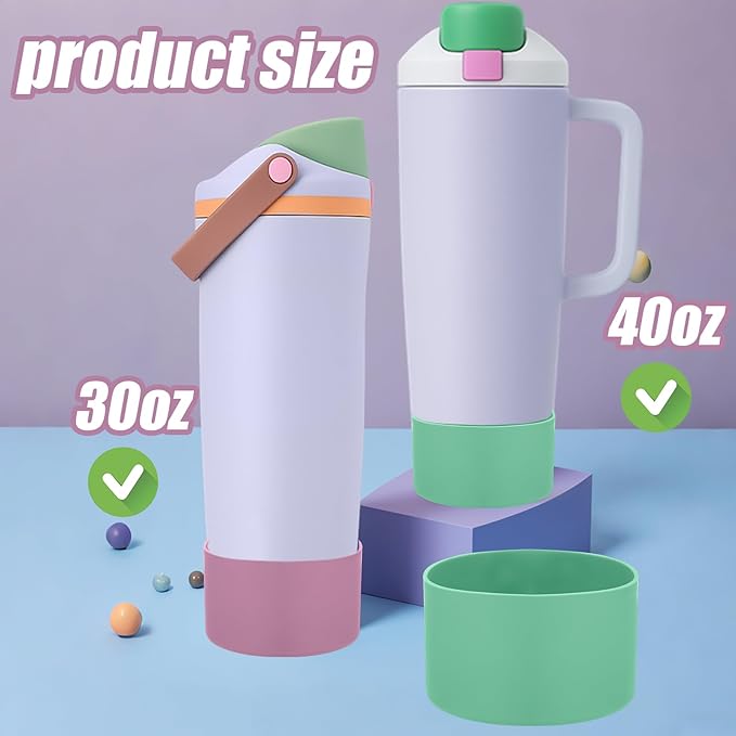 Mity rain 2PCS Protective Silicone Boots for Owala 30oz & 40oz FreeSip Sway Bottles & Tumblers - Accessories for owala, Enhances Stability & Prevents Scratches (Aubergine & Eucalyptus) Mityrain