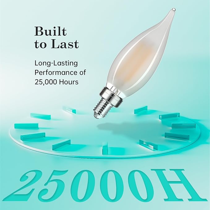 E12 100W Equivalent LED Candelabra Bulb, Cool White 6000K, Dimmable Frosted CA10 Candle, Small Base, Ideal for Living Rooms, Dining Rooms, and Hallways, Energy-Efficient Indoor Lighting - Bloomnest
