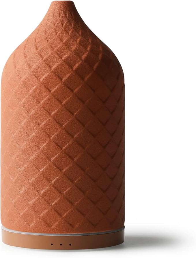 Essential Oil Diffuser for Home, Ceramic Aromatherapy Diffuser for Essential Oils, 120ml Oil Diffuser with Waterless Auto-Off and 7 LED Lights for Large Room Yoga Spa (Terracotta) - Bloomnest