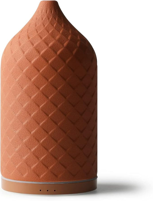 Essential Oil Diffuser for Home, Ceramic Aromatherapy Diffuser for Essential Oils, 120ml Oil Diffuser with Waterless Auto-Off and 7 LED Lights for Large Room Yoga Spa (Terracotta) - Bloomnest