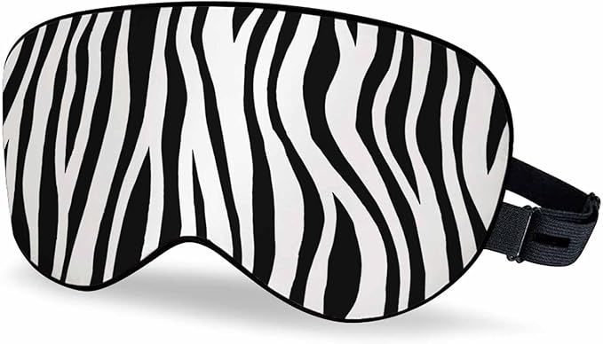 Stripes Sleep Eye Mask Zebra Skin Tiger Abstract Black White Men Women Sleep Mask with Adjustable Strap Eye Cover Eye Shade for Travel, Nap,Meditation - Bloomnest