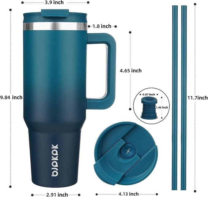 BJPKPK 40 oz Tumbler With Handle Insulated Tumblers With Lid And Straw Stainless Steel Thermal Cup,Indigo Black - Bloomnest