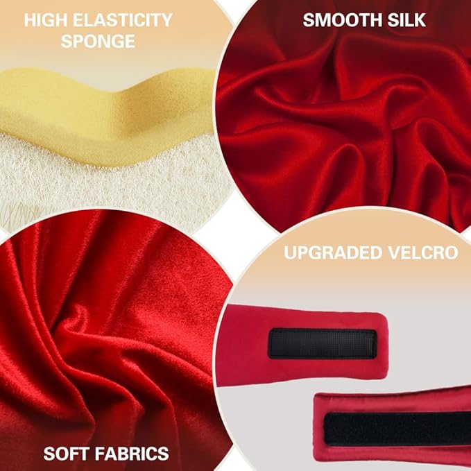 Sleep Mask Bluetooth 5.4 Headphones Soft Wireless Headband Eye Mask Blackout with Microphone (Red) - Bloomnest
