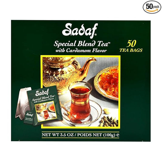 Sadaf Cardamom Tea Bags - Special Blend Cardamom Ceylon Black Tea - Quicktea Product harvested in Sri Lanka - 50 individually foiled teabags (Pack of 1) - Bloomnest