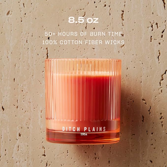 Ditch Plains Scented Candle by Snif, Neroli and Cedarwood, 50+ Hours, 100% Cotton Fiber Wicks, Soy Wax Blend, Non-Toxic, Vegan, 8.5 oz - Bloomnest