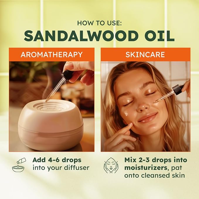 KUKKA Sandalwood Essential Oils - 4 Fl Oz - for Hair, Skin, Diffuser, Aromatherapy & DIY Soap Making Scent - Bloomnest