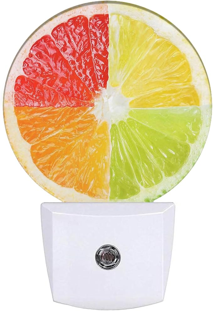 EKOBLA Lemon Novelty Plug-in Nightlights Tropical Fruit Citrus Food Funny Colorful Seasonal Night Lights Plug into Wall Auto Sensor LED for Boys Girls Men Women Home Decor Holiday Gifts - Bloomnest