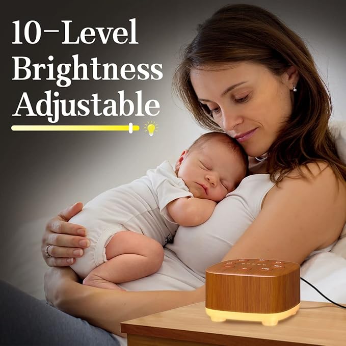 Meditation White Noise Machine Sound Machine 30 Soothing Sounds 12 Night Light 5 Auto-Off Timer Portable Sleep Machine for Travel Powered by AC or USB Sleep Therapy for Baby Kids Adults (Wood Grain) - Bloomnest