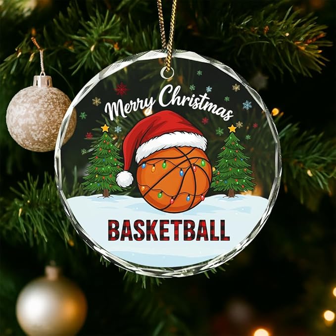 Basketball Glass Ornament – Handcrafted Hanging Decoration, Elegant Keepsake with Unique Basketball Design, for Home, Holiday Tree, or Special Occasion - Bloomnest