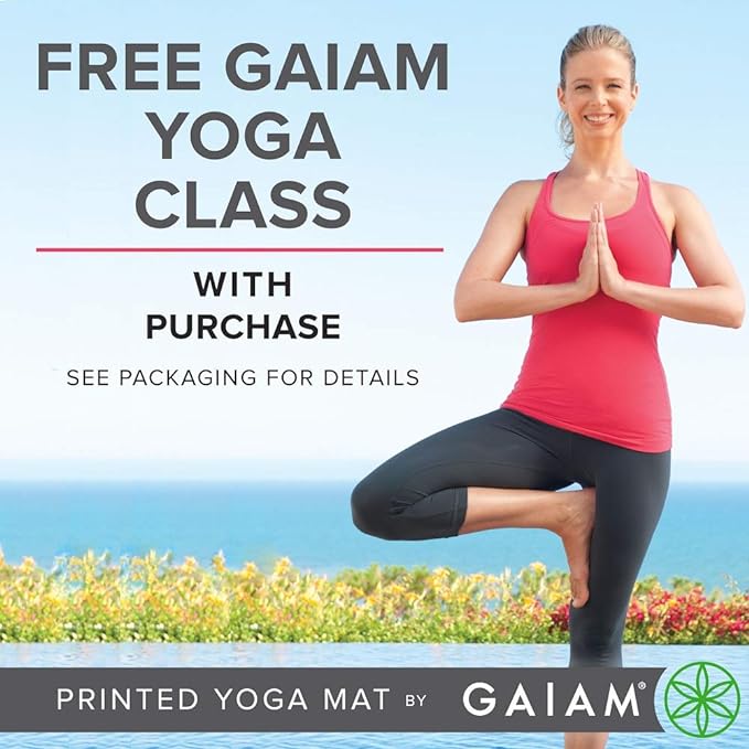 Gaiam Yoga Mat - Premium 5mm Solid Thick Non Slip Exercise & Fitness Mat for All Types of Yoga, Pilates & Floor Workouts (68" x 24" x 5mm) - Bloomnest
