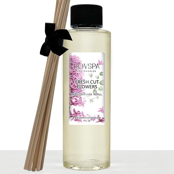 LOVSPA Fresh Cut Flowers Diffuser Oil - Luxury Essential Oils for Diffuser Refill & Air Freshener Room Spray - Long-Lasting & Natural Home Fragrance, Scented Oil for Diffusers, USA Made, 4oz - Bloomnest