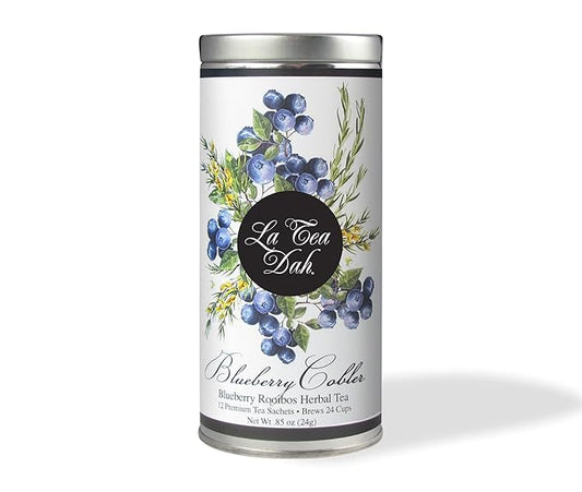 Blueberry Cobbler Tea by La Tea Dah, Blueberry Tea Made with Organic Rooibos Tea Leaves, Real Dried Blueberries, and Lavender Flowers, Gourmet Herbal Tea Package (12 Sachets) - Bloomnest