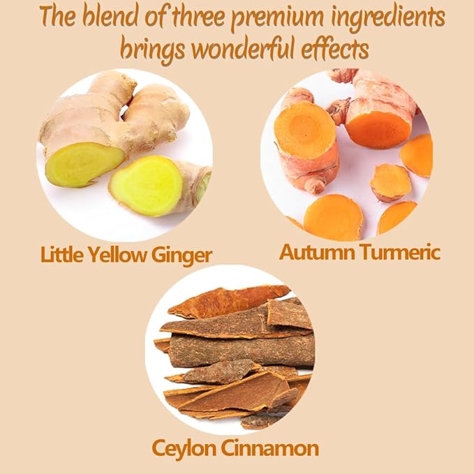50 Premium Turmeric, Ginger, Cinnamon Blend Tea Bags, 100% Natural & No Additives & Caffeine Free. - Bloomnest