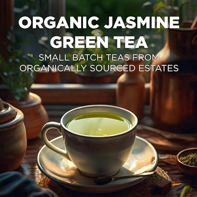 Maud's Organic Jasmine Green Tea Pods, 24 ct, Recyclable Single Serve Tea Pods – 100% Gourmet Blended Tea Leaves, Compatible with Keurig K Cups Maker - Bloomnest