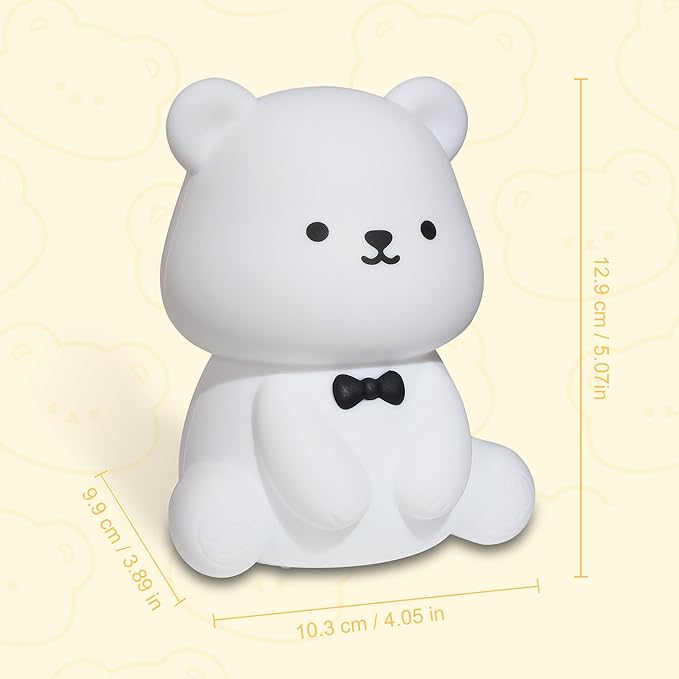 YuanDian Cute Bear Night Light for Kids, Decorate Kids' Bedroom with Silicone Bear Nightlights with 8 Color Lights, Christmas Birthday Gift for Children Toddlers Teens Adults Babies - Bloomnest