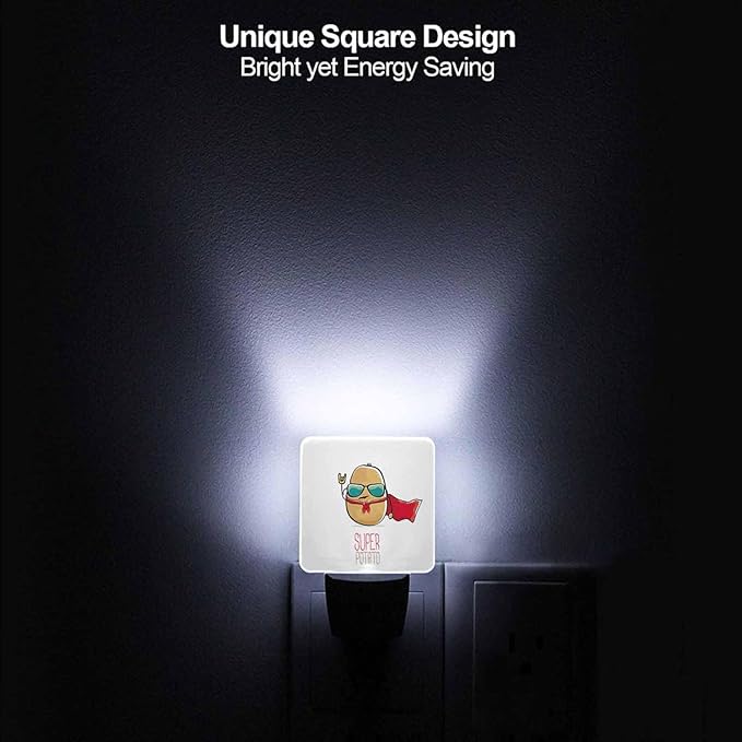 LED Night Light,Funny Cartoon Cute Brown Potato with Red Cape LED Night Light Plug into Wall with Dusk to Dawn Light Sensor White Energy Efficient Nightlight for Bedroom Hallway Living Room - Bloomnest