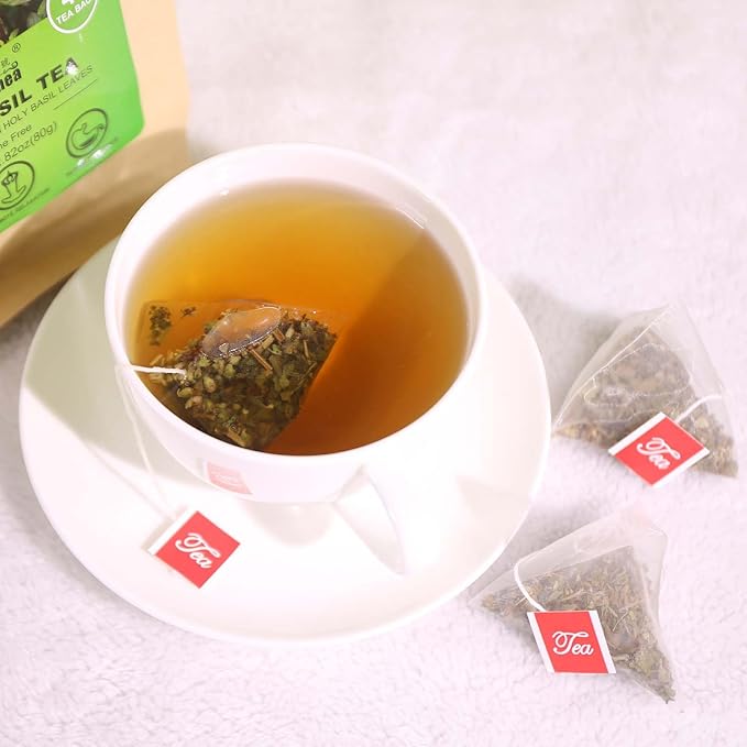 FullChea - Holy Basil Tea Bags, 40 Tulsi Teabags, 2g/bag - Premium Holy Basil Leaves - Non-GMO - Caffeine-free - Support Digestion & Boost Immunity - Bloomnest