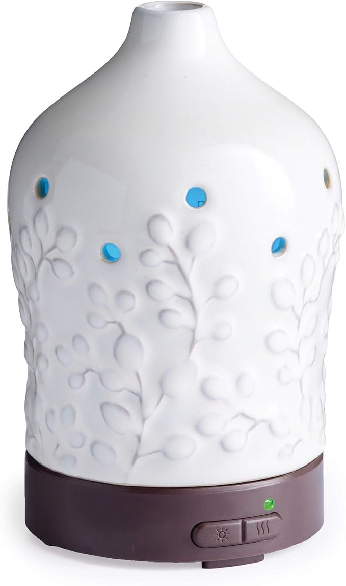 Airome Willow Medium Essential Oil Diffuser|100 mL Humidifying Ultrasonic Aromatherapy Diffuser 8 Colorful LED Lights, Intermittent & Continual Mist, Auto Shut-Off Airom%C3%A9