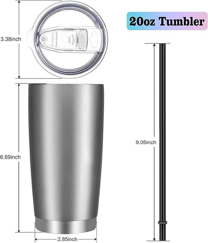 VEGOND 20oz Tumbler with Lid and Straw Stainless Steel Tumbler Cup Bulk Vacuum Insulated Double Wall Travel Coffee Mug Powder Coated Coffee Cup(Stainless 12 Pack - Bloomnest