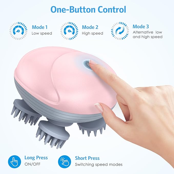 Upgraded Handheld Cat Massager Dog, Electric Pet Massager for Christmas Gifts, with 4 Massage Heads, Cat Head and Back Scratcher for Relieving Tight Stiffness Muscles, Promote Bonding (Pink) Olipiter