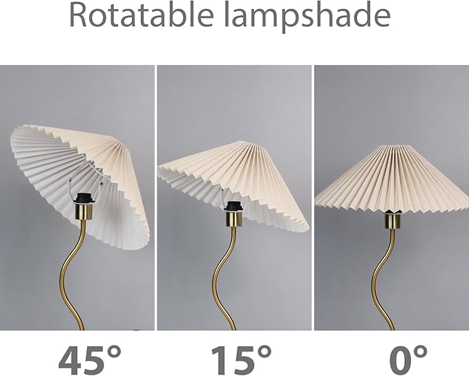 KUNJOULAM Small Pleated Table Lamp, Bedside Nightstand Lamp with Beige Lampshade, Morden Mini Lamp for Bedroom Home Office Decor, E12 Bulb Included - Bloomnest