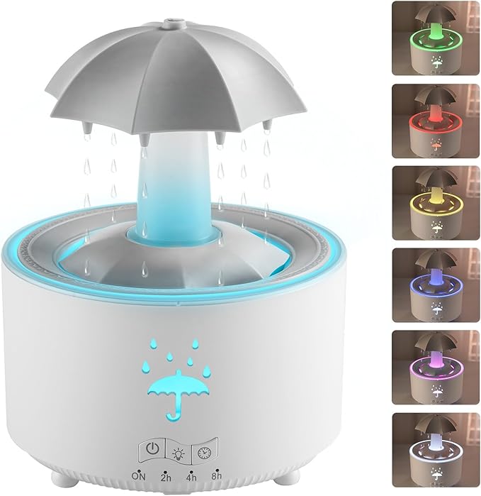 Aesthetic 2-in-1 Humidifier Oil Diffuser with 360° Rotating Raindrop & 7 LED Mood Lights,Ultrasonic Quiet Cool Mist Humidifier for up to 24 Hrs,Ideal Holiday Gifts for Home - Bloomnest