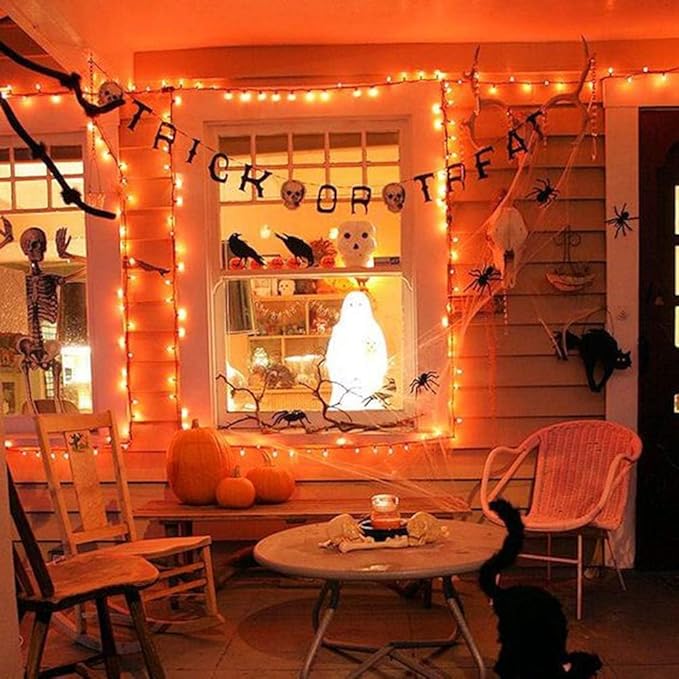 GOOTHY 25 Pack C7 Orange Halloween Light Bulbs, C7 Clear Orange Replacement Light Bulbs E12 Candelabra Base Bulbs for Halloween Christmas Outdoor String Lights Candles, Night Lights Bulbs 5W 120V - Bloomnest
