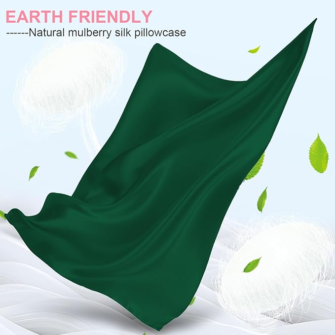 Mulberry Silk Pillow Cases 2 Pack Standard Size 20x26 Inches with Hidden Zipper, Ultra Smooth and Soft Breathable Cooling Silk Satin Pillowcase Set of 2, Better for Hair and Skin, Gifts for Women Men - Bloomnest