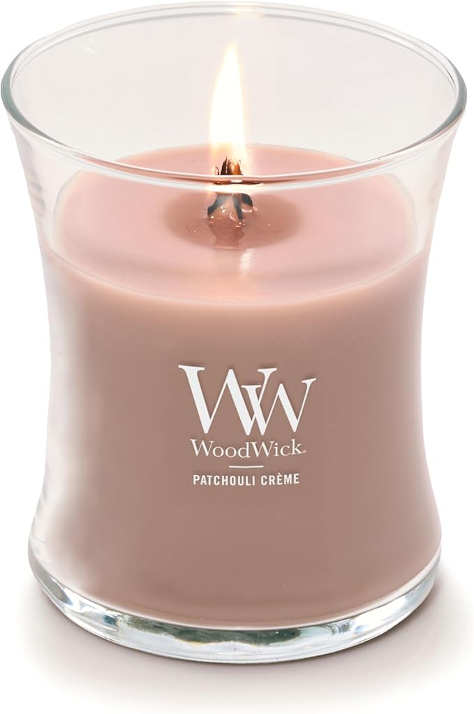 WoodWick Patchouli Crème Gifts for Women and Men, 9.7 oz Medium Hourglass Candle with Crackling Wick - Bloomnest