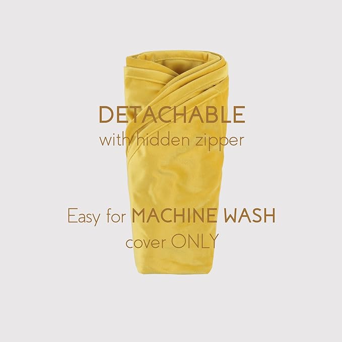 Round Floor Pillow Cover Velvet Throw Seating Pouf Yoga Meditation Cushion Plush Case Reading Room Decor Cover Only (25.6IN, Yellow)