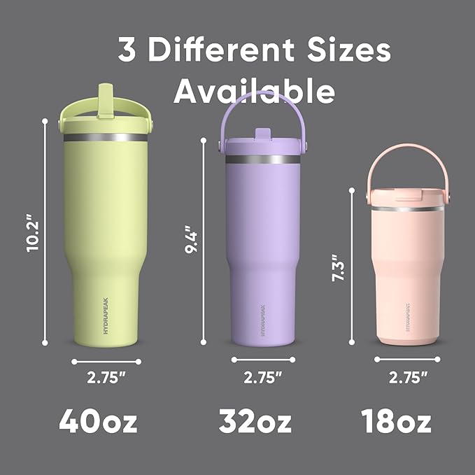 Hydrapeak Nomad 32 oz Tumbler with Handle and Straw Lid, Leakproof, Double Insulated, 32oz Cup, Stainless Steel | Grey Matter - Bloomnest
