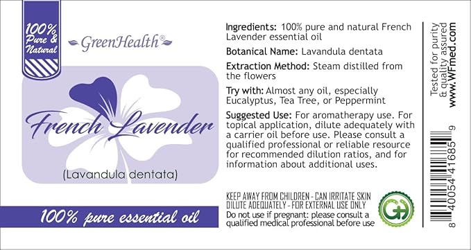 GreenHealth French Lavender Essential Oil – 16 fl oz (473 ml) – 100% Pure & Uncut – Aluminum Bottle w/Plug Cap – French Lavender Oil for Diffusers, Aromatherapy, Candles, Soaps & DIY - Bloomnest