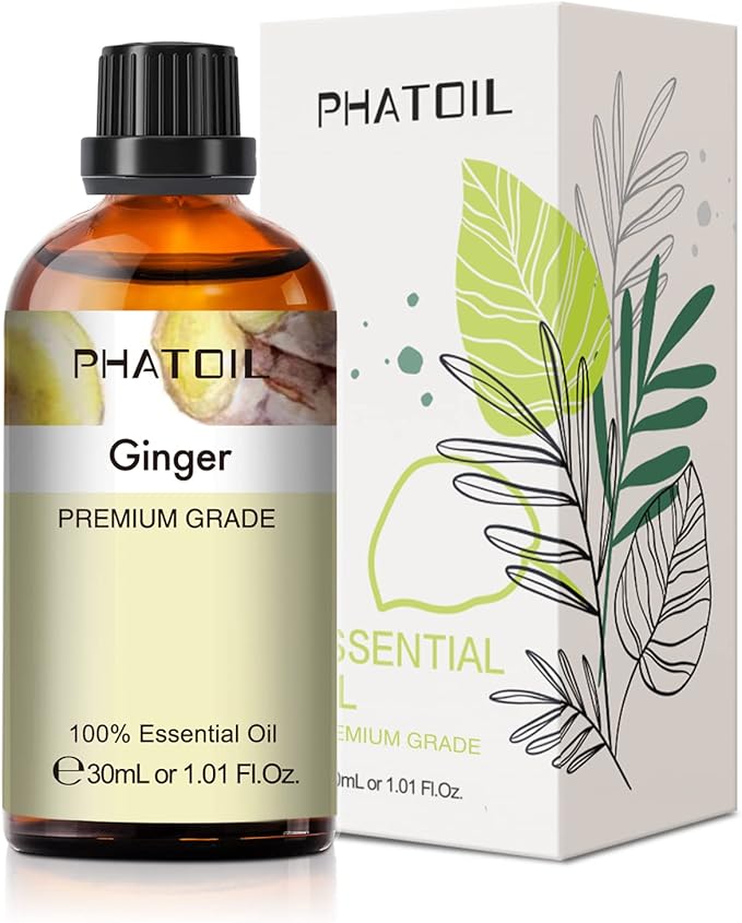 Ginger Essential Oil, 1.01Fl.Oz (30ML) PHATOIL Pure Essential Oil Singles for Aromatherapy Diffusers, Humidifiers, Great for DIY Candle and Soap Making, Gift for Friend PHATOIL