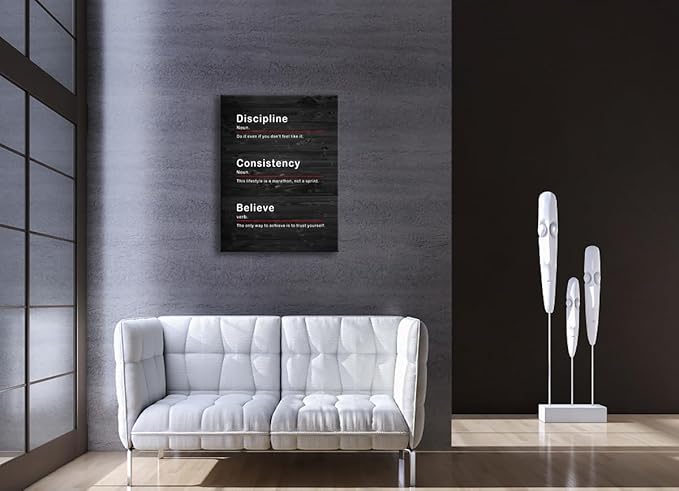 Discipline Consistency Noun Inspirational Wall Art Canvas Painting Office Wall Decor Believe Verb Poster Framed Prints Artwork Motivational Quotes for Wall Art Home Classroom Decor[30''W x 40''H] - Bloomnest