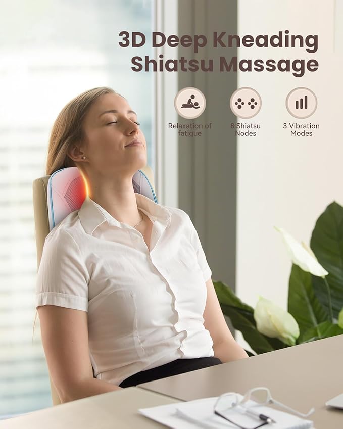 COMFIER Shiatsu Back Massager with Heat, Neck and Back Massager for Pain Relief Deep Tissue,Gift for Men Women Home Office Use-Blue - Bloomnest