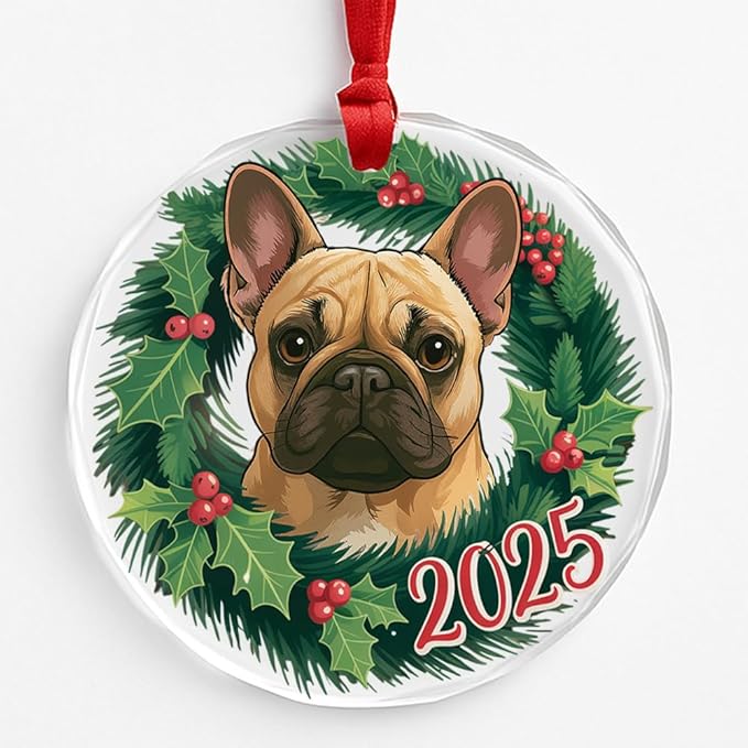 French Bulldog Glass Ornament – Handcrafted Hanging Decoration, Elegant Keepsake with Unique French Bulldog Design, for Home, Holiday Tree, or Special Occasion - Bloomnest