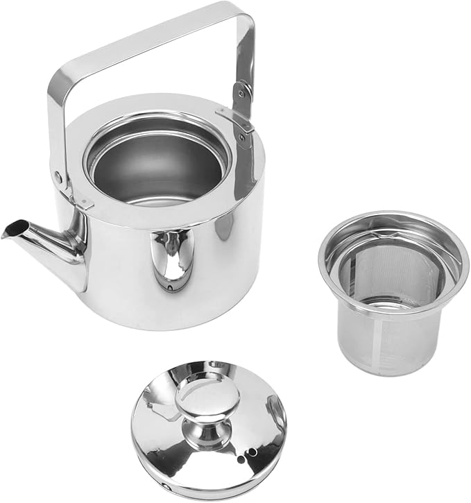 Stainless Steel Teapot, Mirror Finish Easy To Tea Kettle Rustproof Fast Heating with Strainer for Home for All Stovetop (Small, 1L)