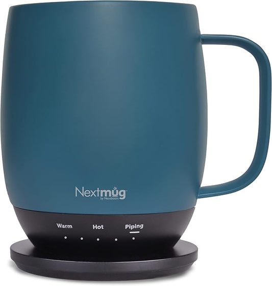 Nextmug - Temperature-Controlled, Self-Heating Coffee Mug (Slate Blue - 14 oz.) - Bloomnest