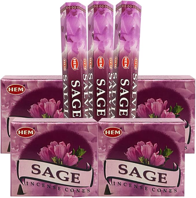 Sage Incense Sticks and Cone Incense Holder Variety Pack Bundle insence insense insienso TRUMIRI