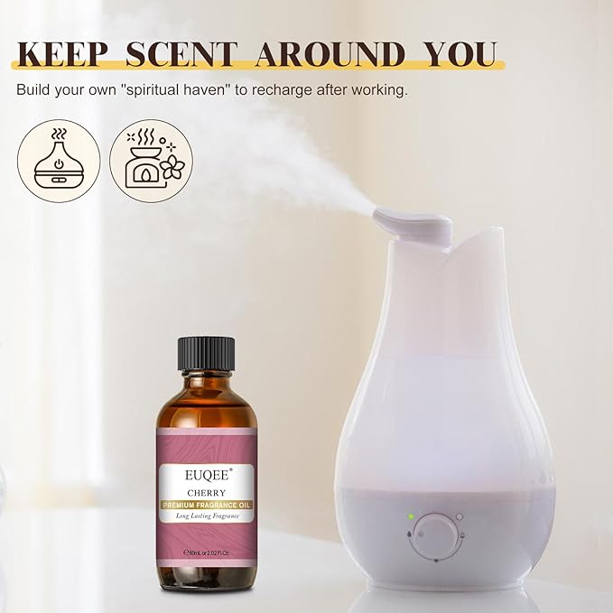 EUQEE 2.02 Fl oz Cherry Fragrance Oil, 60ml Premium Cherry Essential Oil with Glass Dropper for Diffusers, Candle & Soap Making - Bloomnest