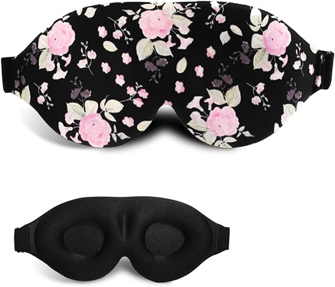 3D Sleep Mask, 100% Blackout 3D Contoured Sleep Eye Mask, Comfortable & Super Soft Sleeping Mask with Adjustable Straps for Women, Men, Sleeping Travel Yoga Naps (Peony Flower - Pack of 1) - Bloomnest
