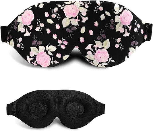 3D Sleep Mask, 100% Blackout 3D Contoured Sleep Eye Mask, Comfortable & Super Soft Sleeping Mask with Adjustable Straps for Women, Men, Sleeping Travel Yoga Naps (Peony Flower - Pack of 1) - Bloomnest